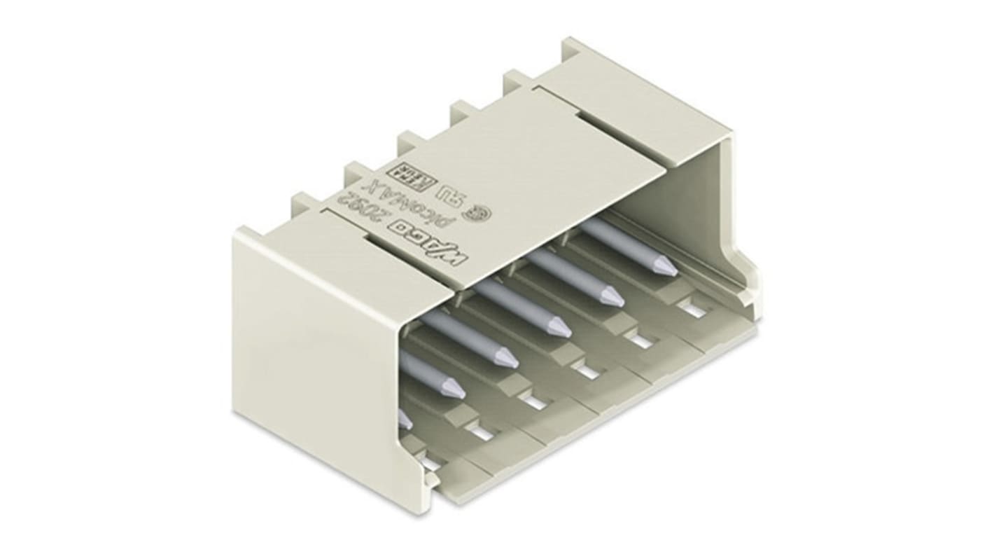 Conector macho para PCB En Ángulo Wago serie 2092 de 5 vías, 1 fila, paso 5mm, Montaje vertical/horizontal