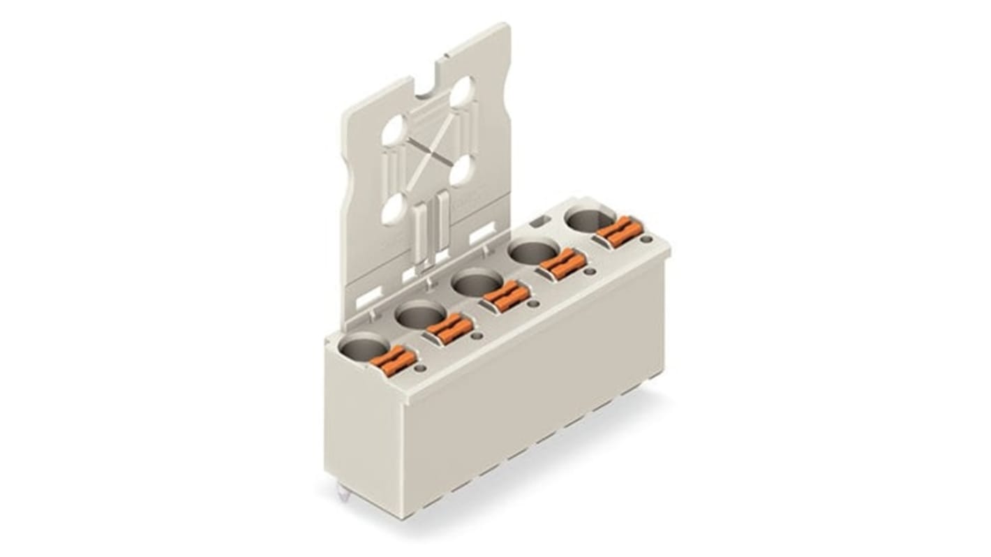 Wago 2092 Series Straight Push-In PCB Socket, 5-Contact, 1-Row, 7.5mm Pitch, Push Button Termination