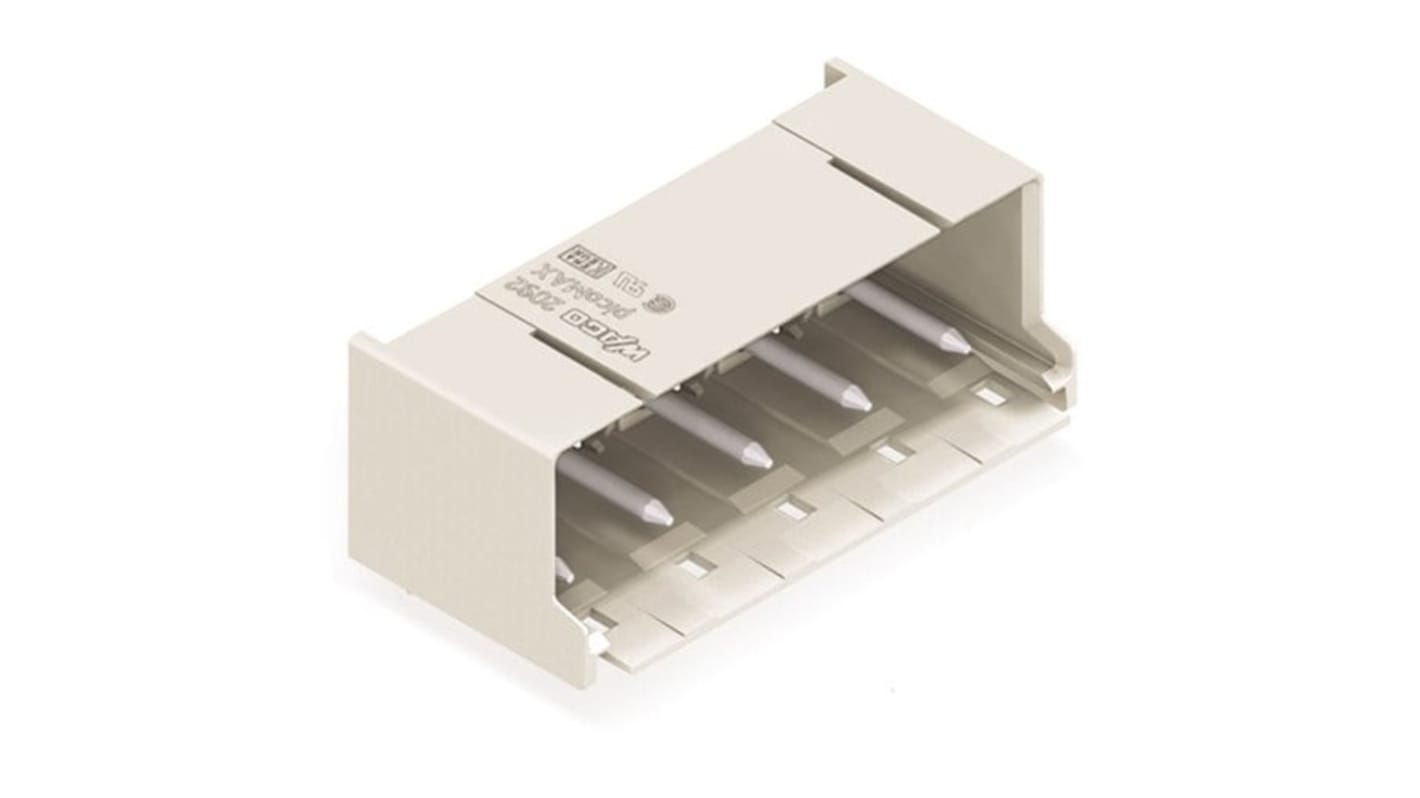 Wago 2092 Series Angled PCB Mount Header, 4 Contact(s), 7.5mm Pitch, 1 Row(s), Shrouded