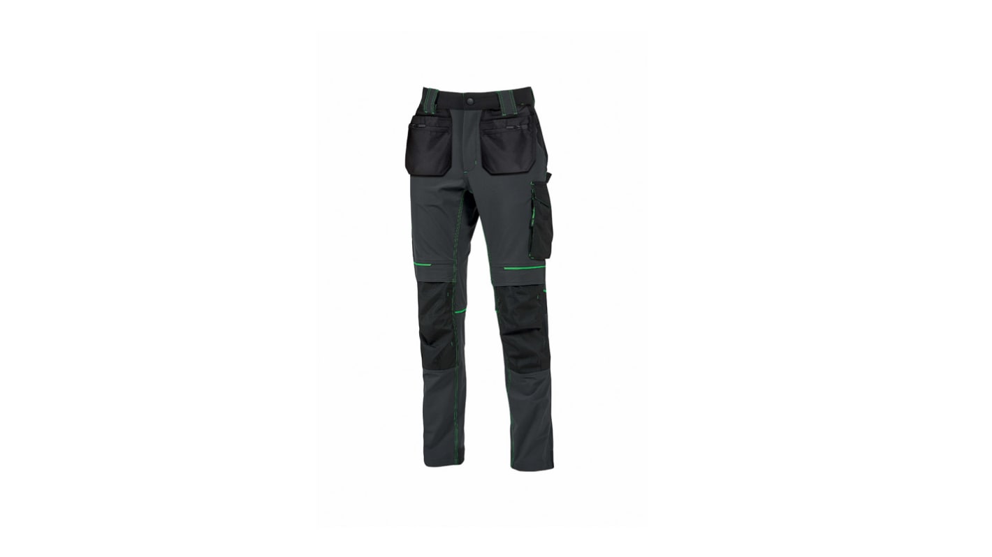 Pantalón para Hombre, pierna 87cm, Gris asfalto/verde, Transpirable, Hidrófugo, 10% lycra, 90% nylon Performance 34