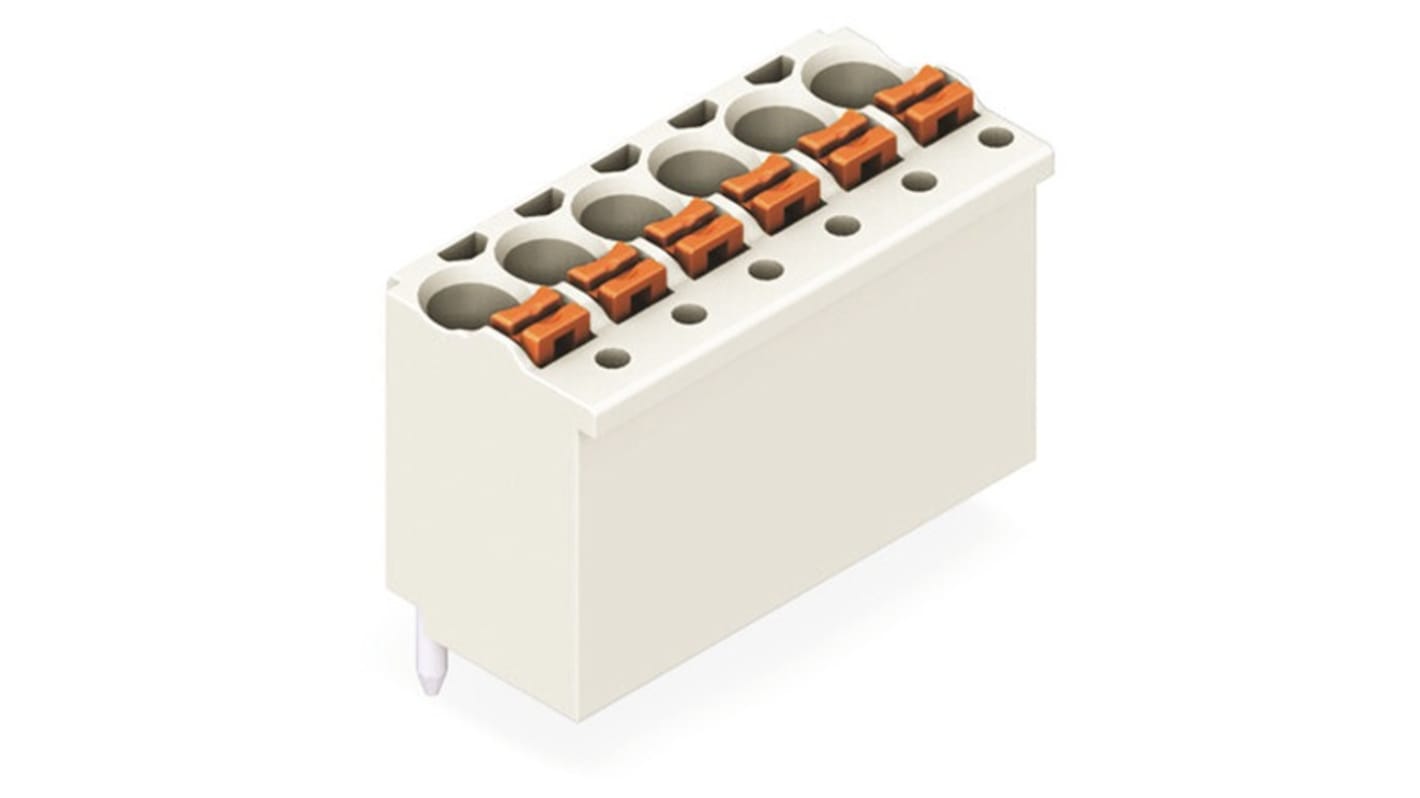 Conector hembra para PCB Wago serie 2091, de 6 vías en 1 fila, paso 3.5mm, Encaje a presión, terminación Pulsador