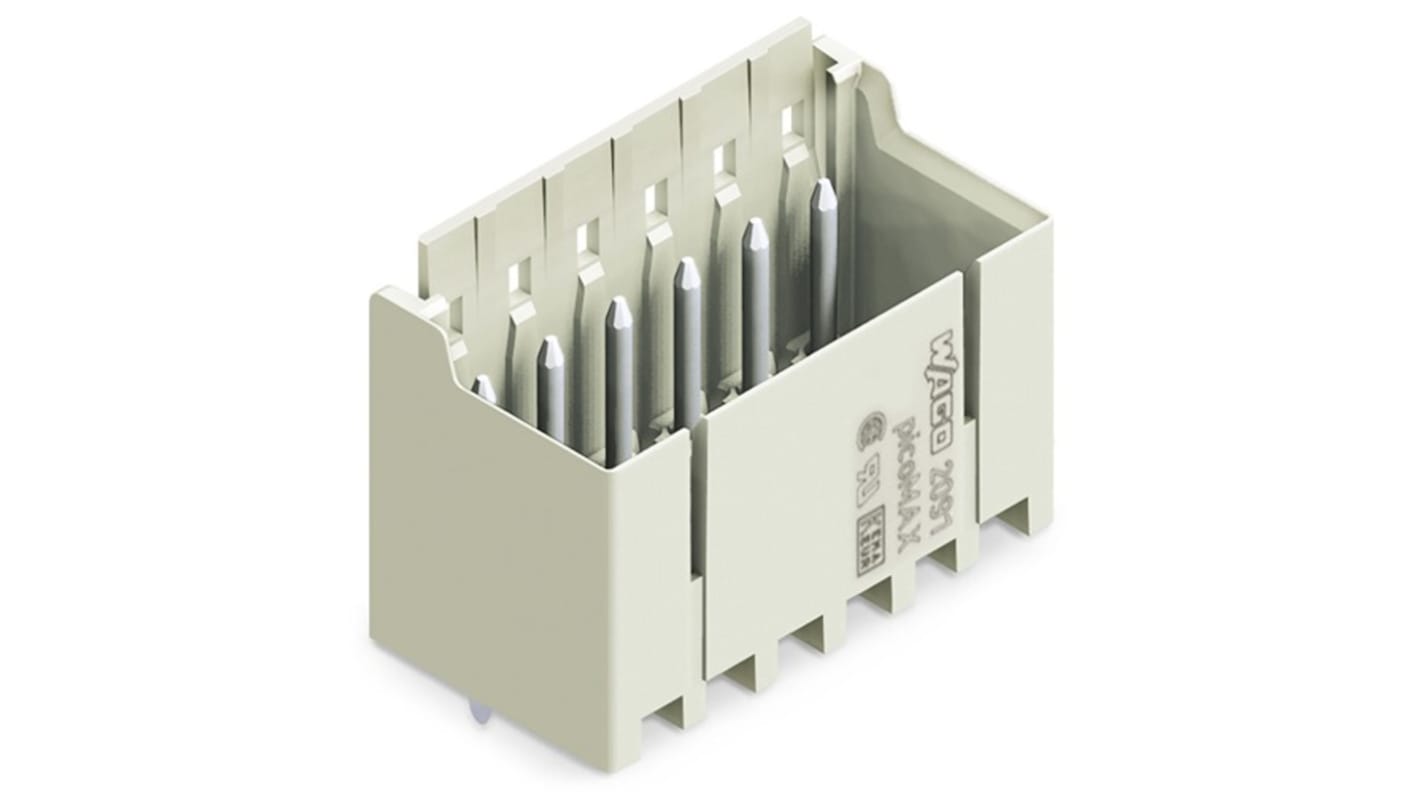 Conector macho para PCB Wago serie 2091 de 12 vías, 1 fila, paso 3.5mm, Montaje en PCB