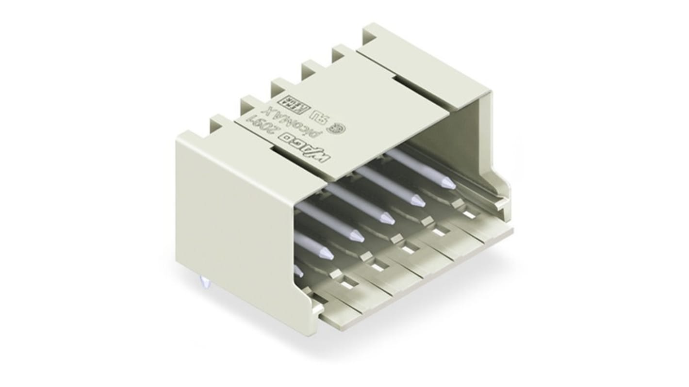 Conector macho para PCB En Ángulo Wago serie 2091 de 6 vías, 1 fila, paso 3.5mm, Montaje en PCB