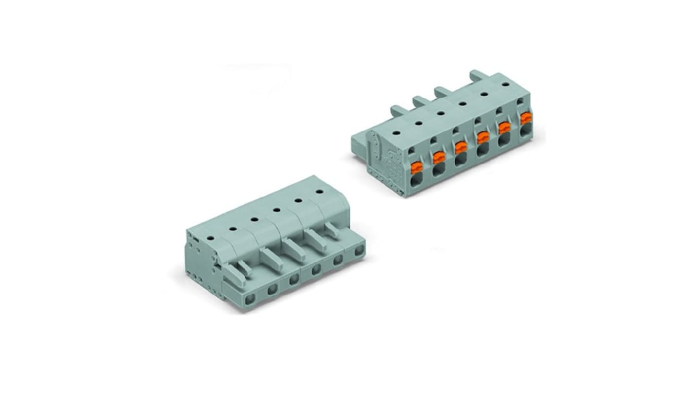 Wago 2231 Series Pluggable Connector, 6-Pole, Female, 6-Way, Push-In, 16A