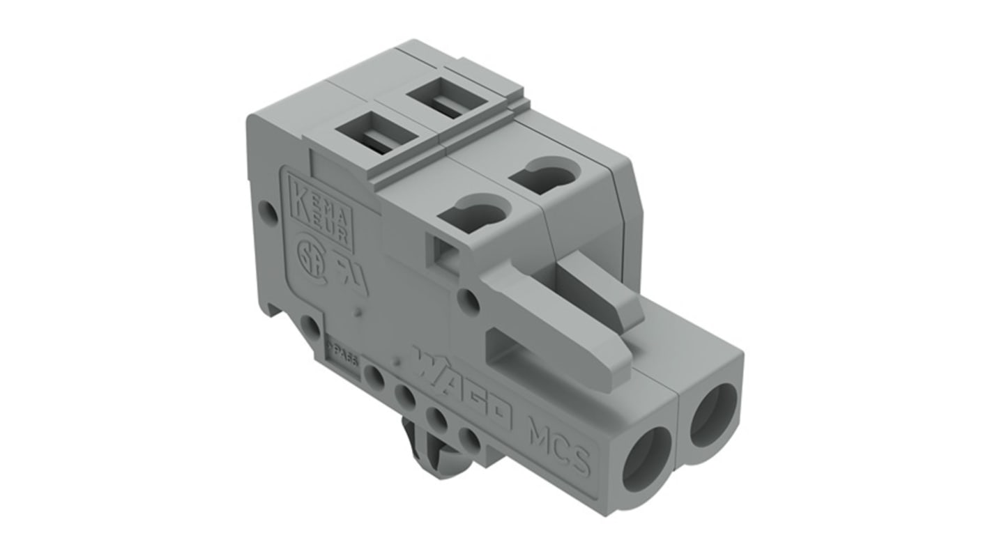 Wago 231 Series Pluggable Connector, 2-Pole, Female, 2-Way, Plug-In, 16A