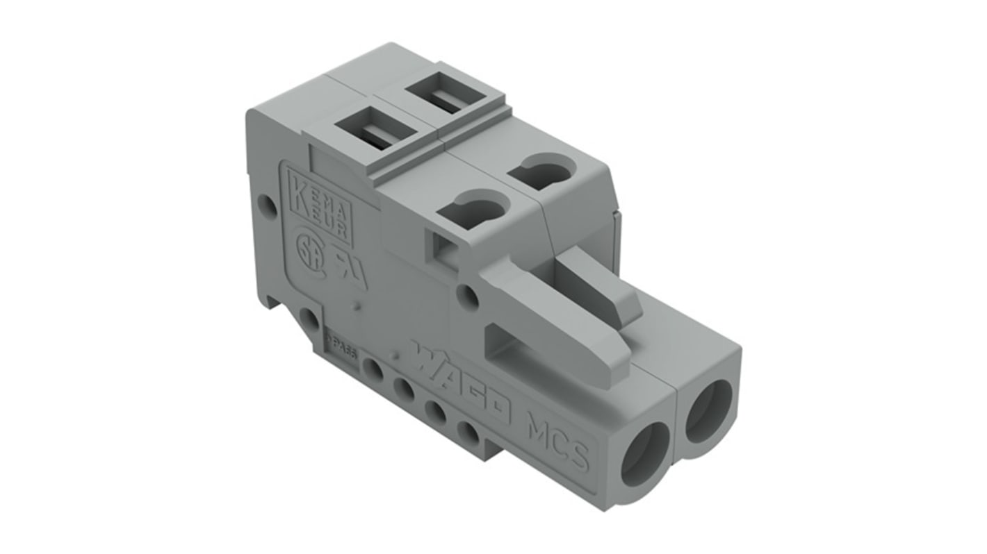 Wago 231 Series Connector, 2-Pole, Female, 2-Way, Snap-In, 16A