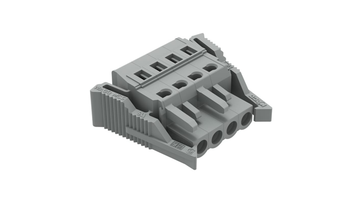 Wago 231 Series Connector, 4-Pole, Female, 4-Way, Snap-In, 16A