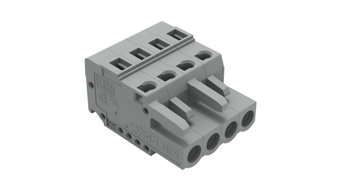 Wago 231 Series Pluggable Connector, 4-Pole, Female, 4-Way, Plug-In, 16A