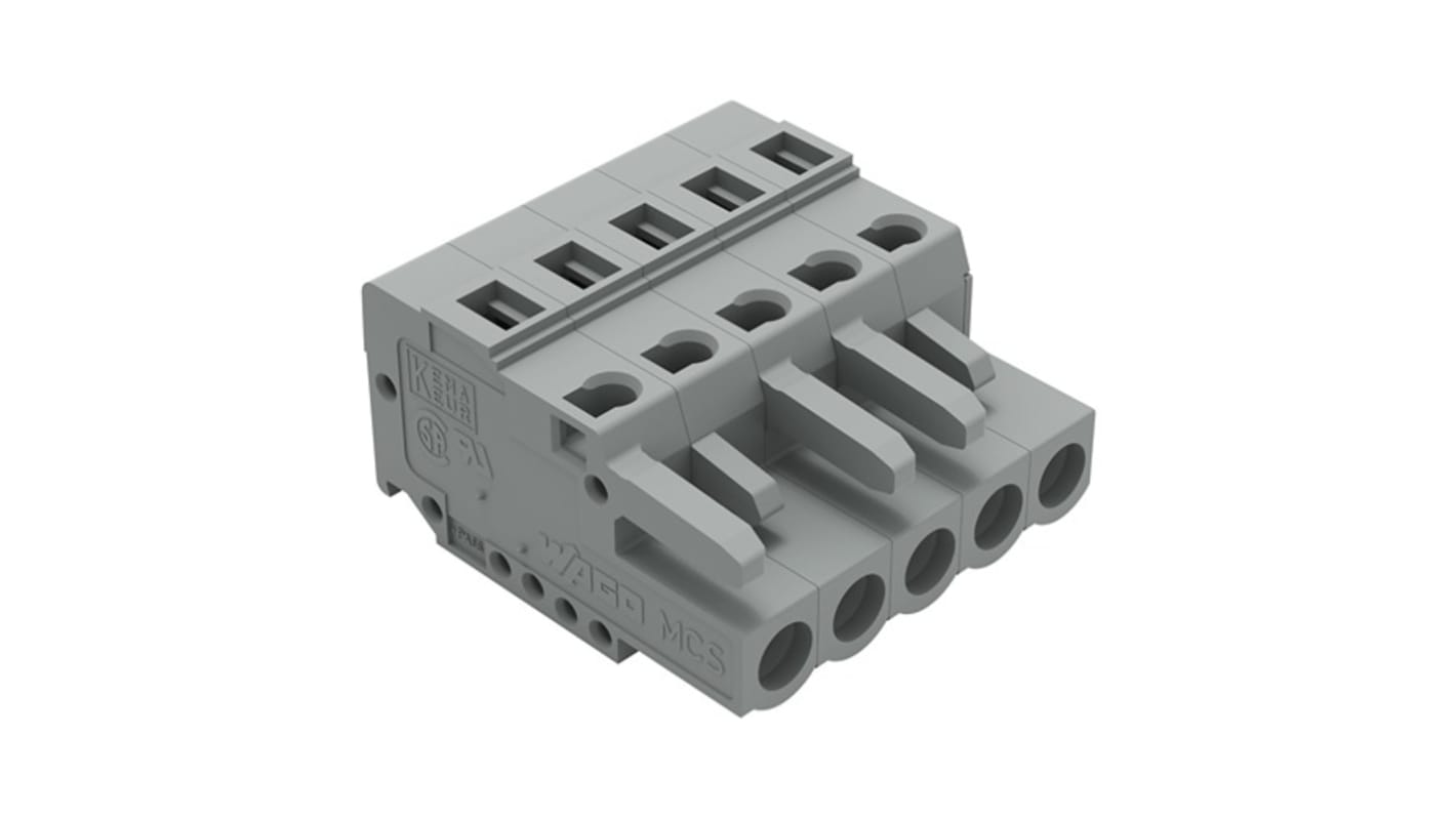 Wago 231 Series Pluggable Connector, 5-Pole, Female, 5-Way, Plug-In, 16A