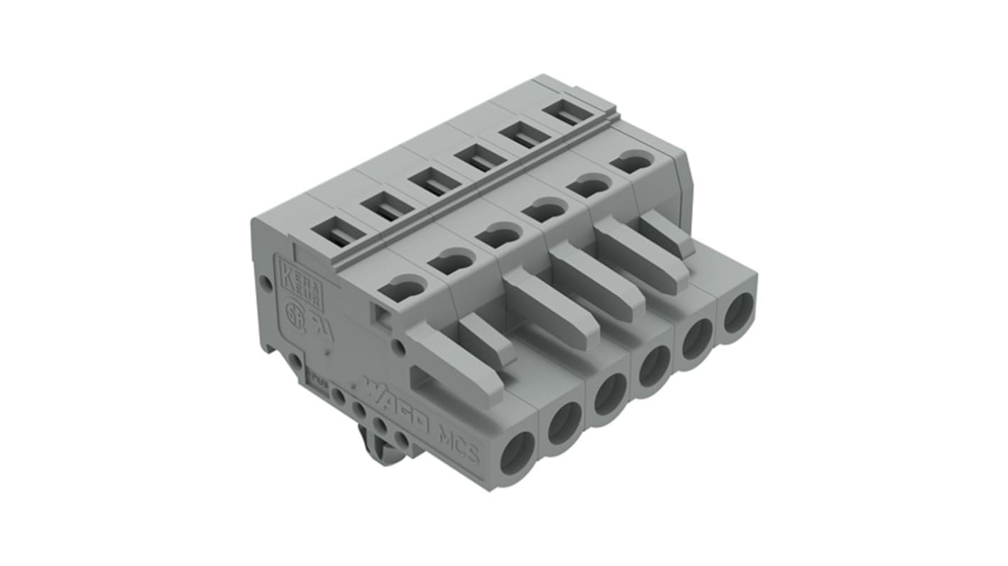 Wago 231 Series Connector, 6-Pole, Female, 6-Way, Snap-In, 16A