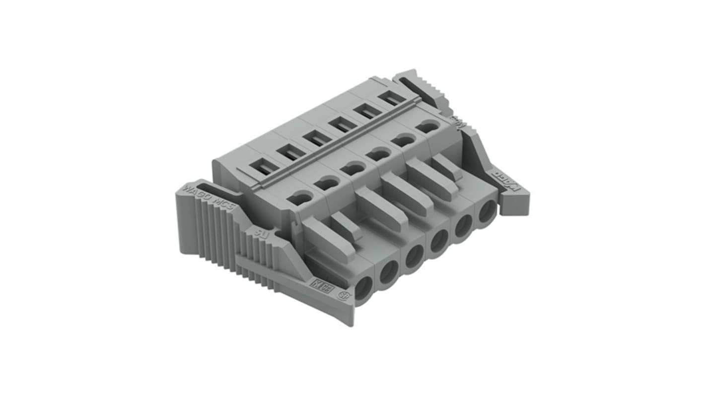 Wago 231 Series Connector, 6-Pole, Female, 6-Way, Snap-In, 16A