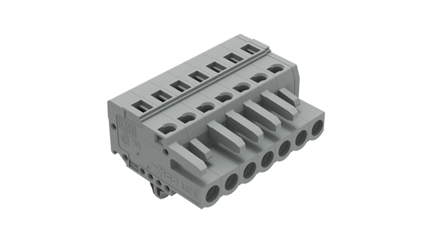 Wago 231 Series Connector, 7-Pole, Female, 7-Way, Snap-In, 16A