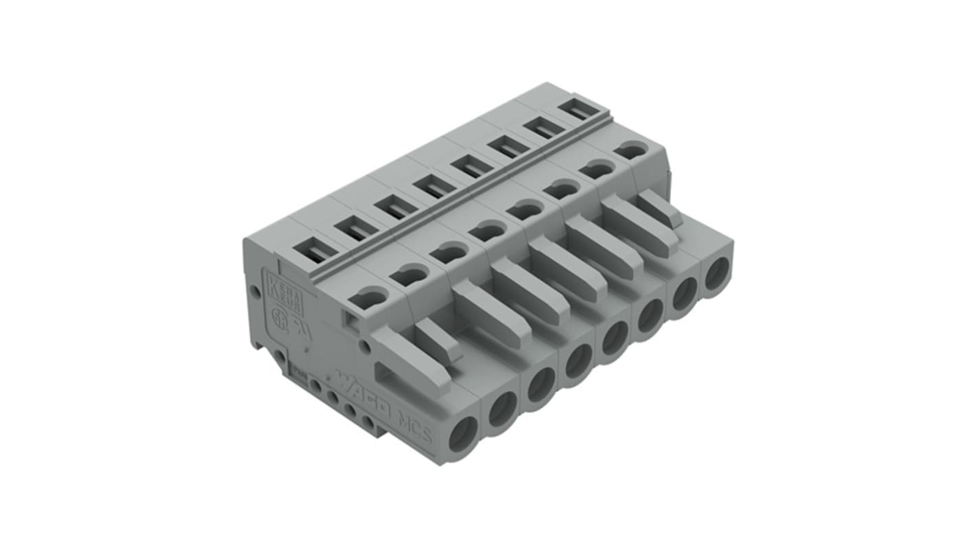 Wago 231 Series Pluggable Connector, 8-Pole, Female, 8-Way, Plug-In, 16A