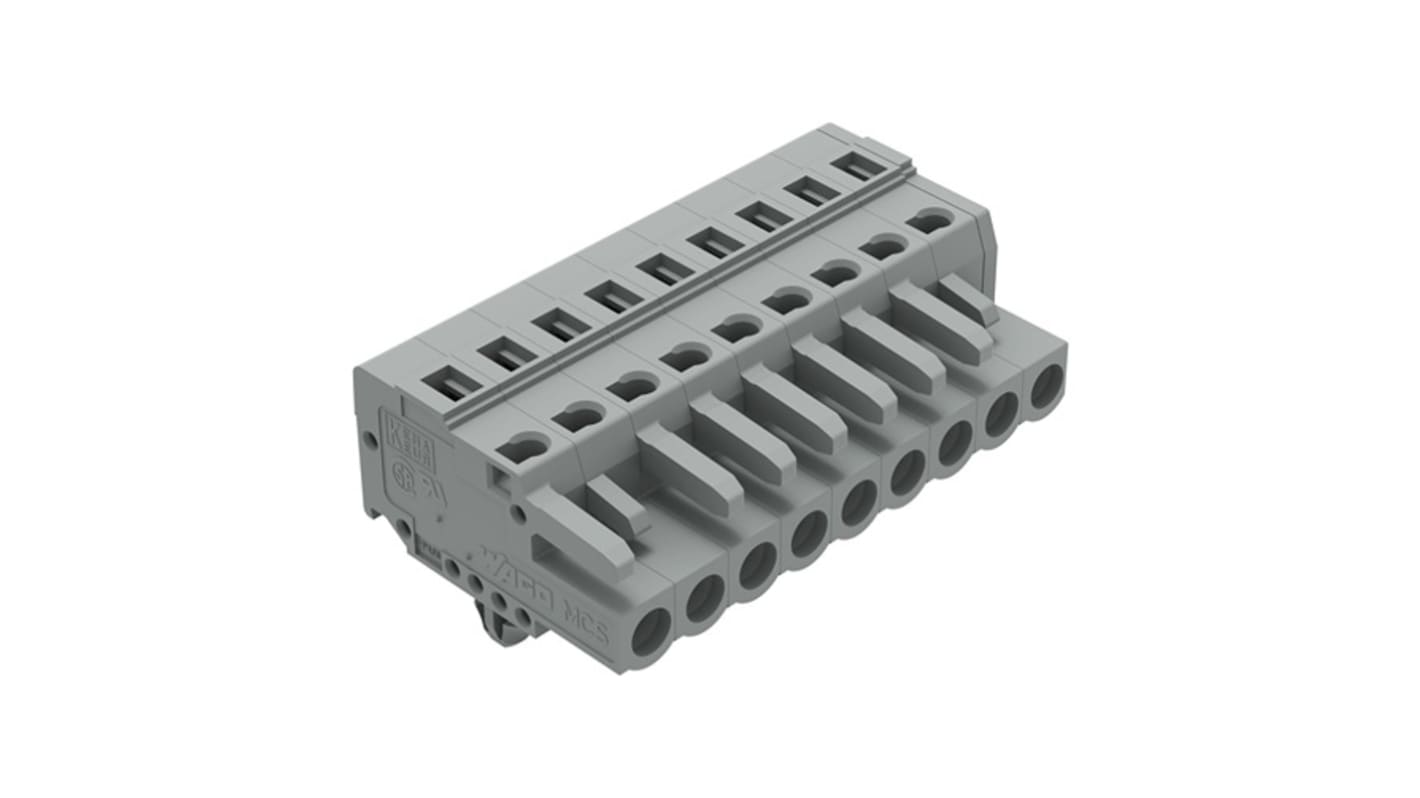 Wago 231 Series Connector, 9-Pole, Female, 9-Way, Snap-In, 16A