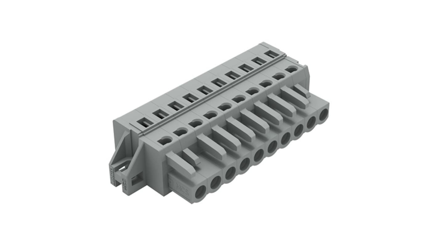 Wago 231 Series Pluggable Connector, 10-Pole, Female, 10-Way, Snap-In, 16A