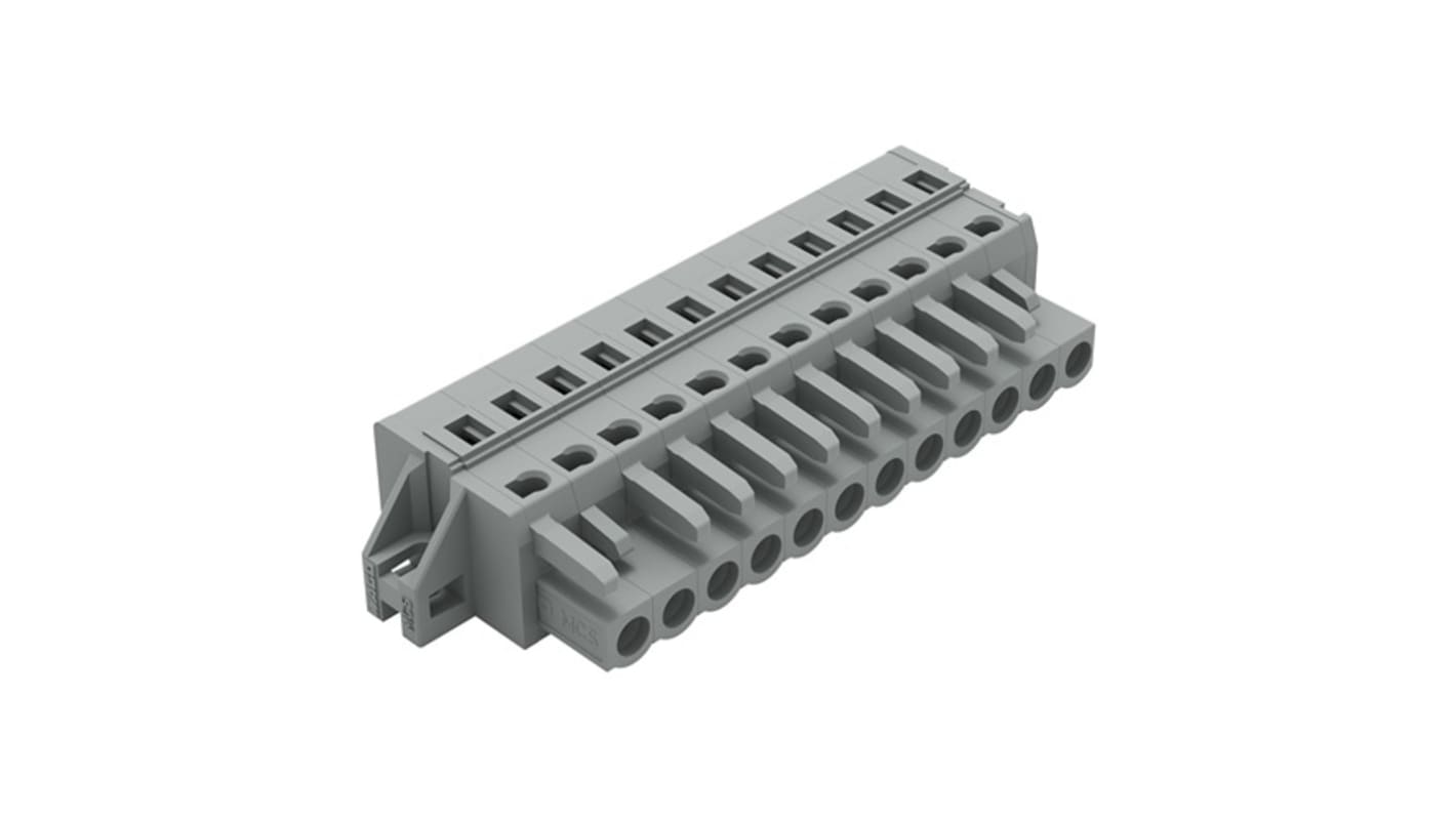 Wago 231 Series Pluggable Connector, 12-Pole, Female, 12-Way, Snap-In, 16A