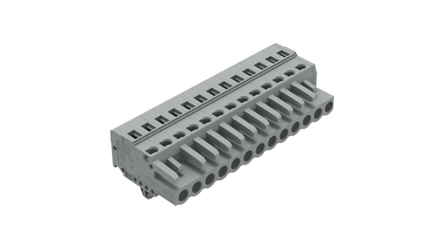 Wago 231 Series Connector, 13-Pole, Female, 13-Way, Snap-In, 16A