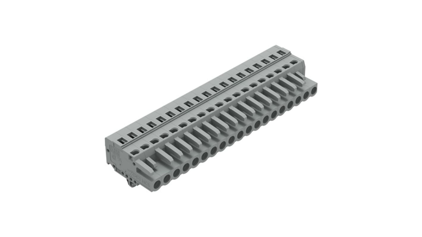 Wago 231 Series Pluggable Connector, 19-Pole, Female, 19-Way, Snap-In, 16A
