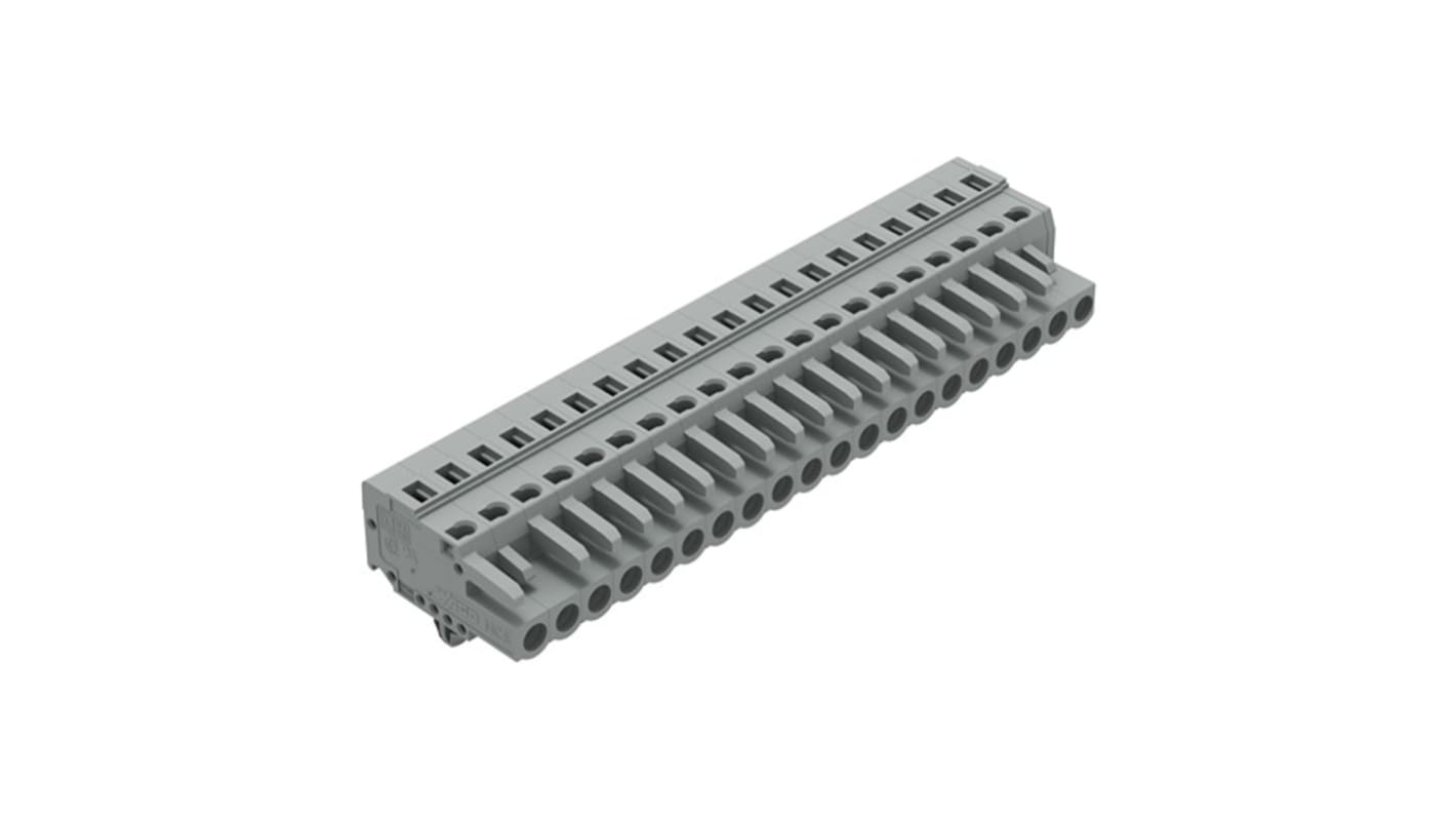 Wago 231 Series Pluggable Connector, 20-Pole, Female, 20-Way, Snap-In, 16A