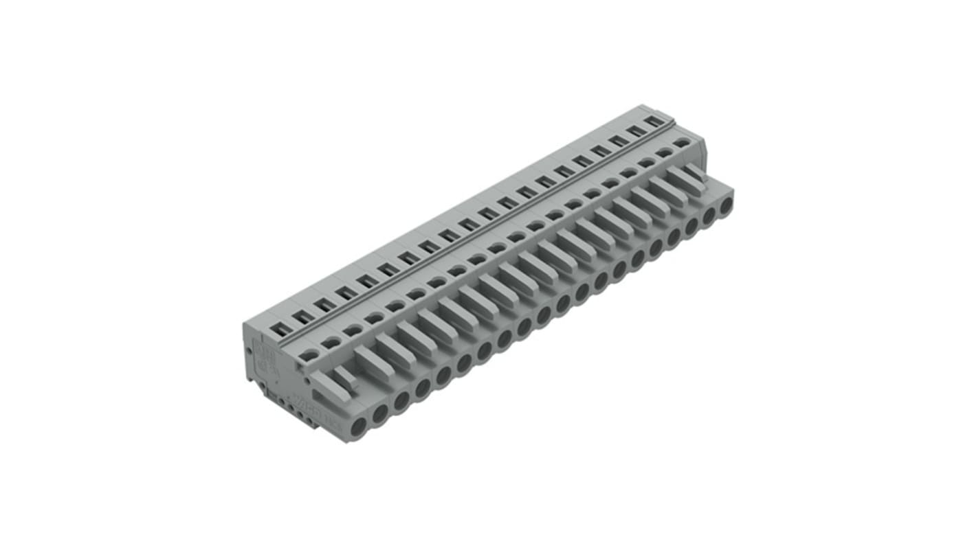 Wago 231 Series Pluggable Connector, 20-Pole, Female, 20-Way, Snap-In, 16A