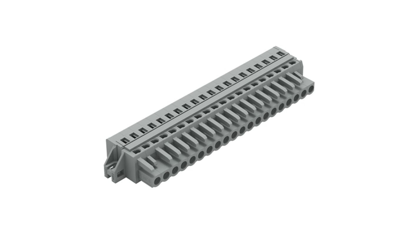 Wago 231 Series Connector, 20-Pole, Female, 20-Way, Feed Through, 16A