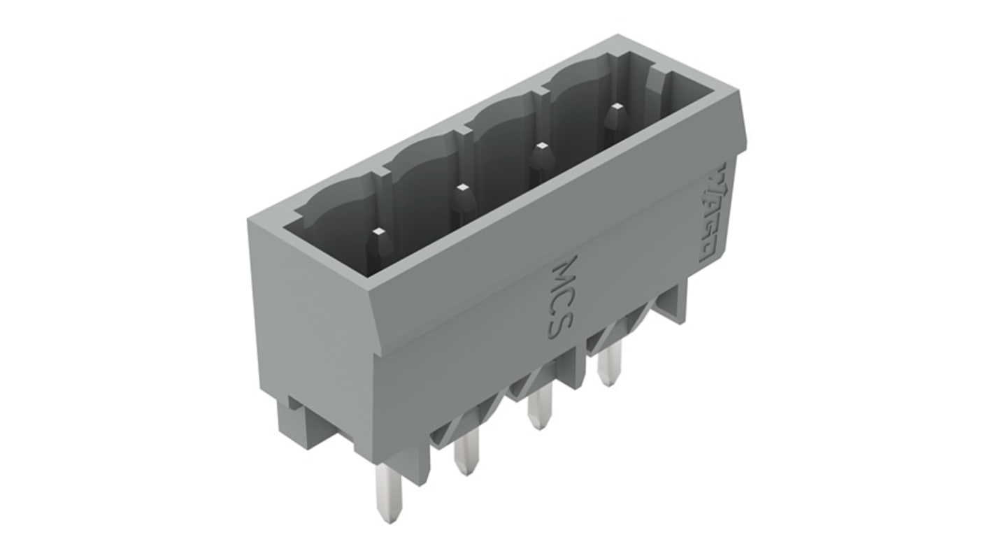Wago 231 Series Straight PCB Mount Header, 4 Contact(s), 5mm Pitch, 1 Row(s), Shrouded