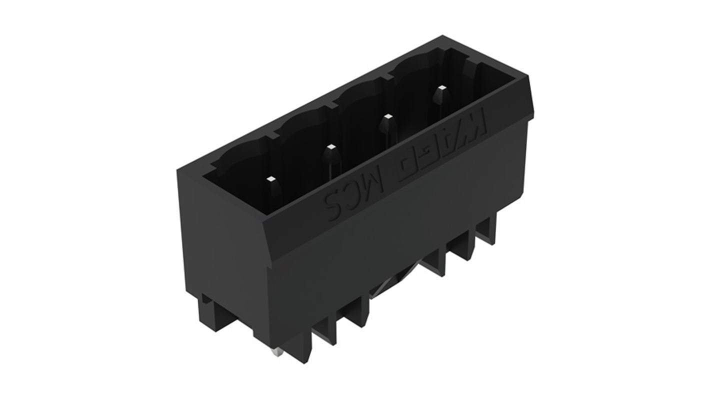 Conector macho para PCB Wago serie 231 de 4 vías, 1 fila, paso 5mm, Montaje en PCB