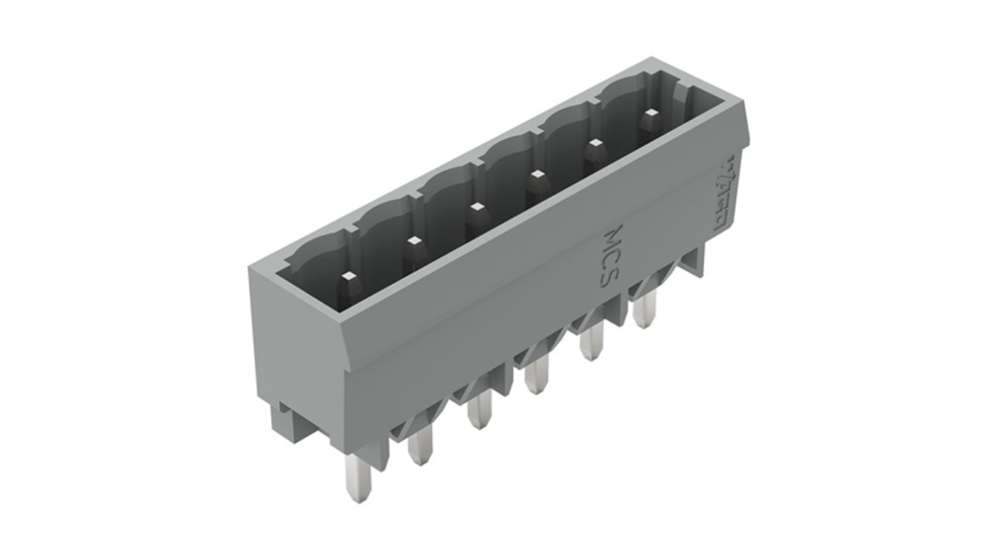 Wago 231 Series Straight Vertical/Horizontal Mount Header, 6 Contact(s), 1.2mm Pitch, 1 Row(s), Unshrouded