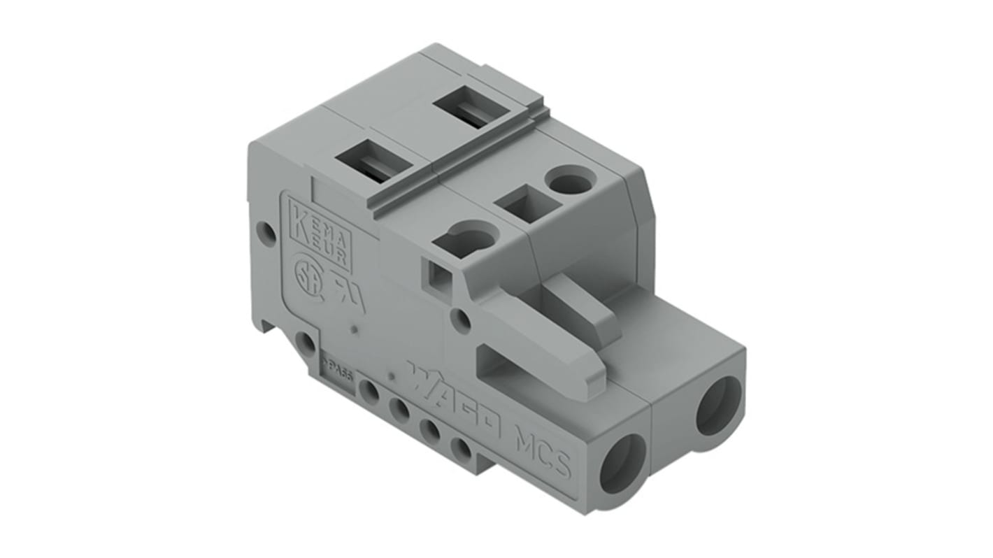 Wago 231 Series Pluggable Connector, 2-Pole, Female, 2-Way, Snap-In, 16A