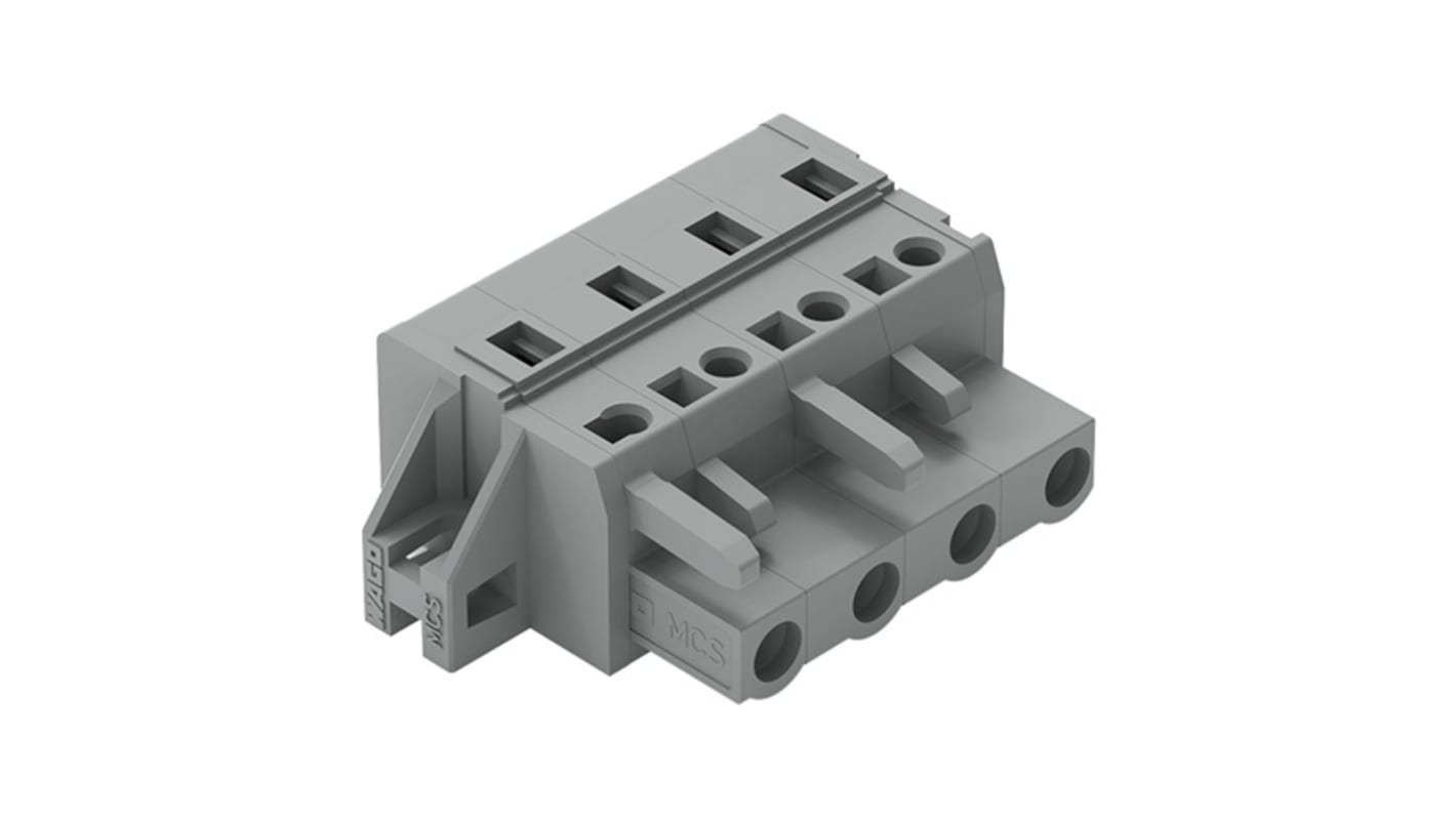 Wago 231 Series Pluggable Connector, 4-Pole, Female, 4-Way, Feed Through, 16A