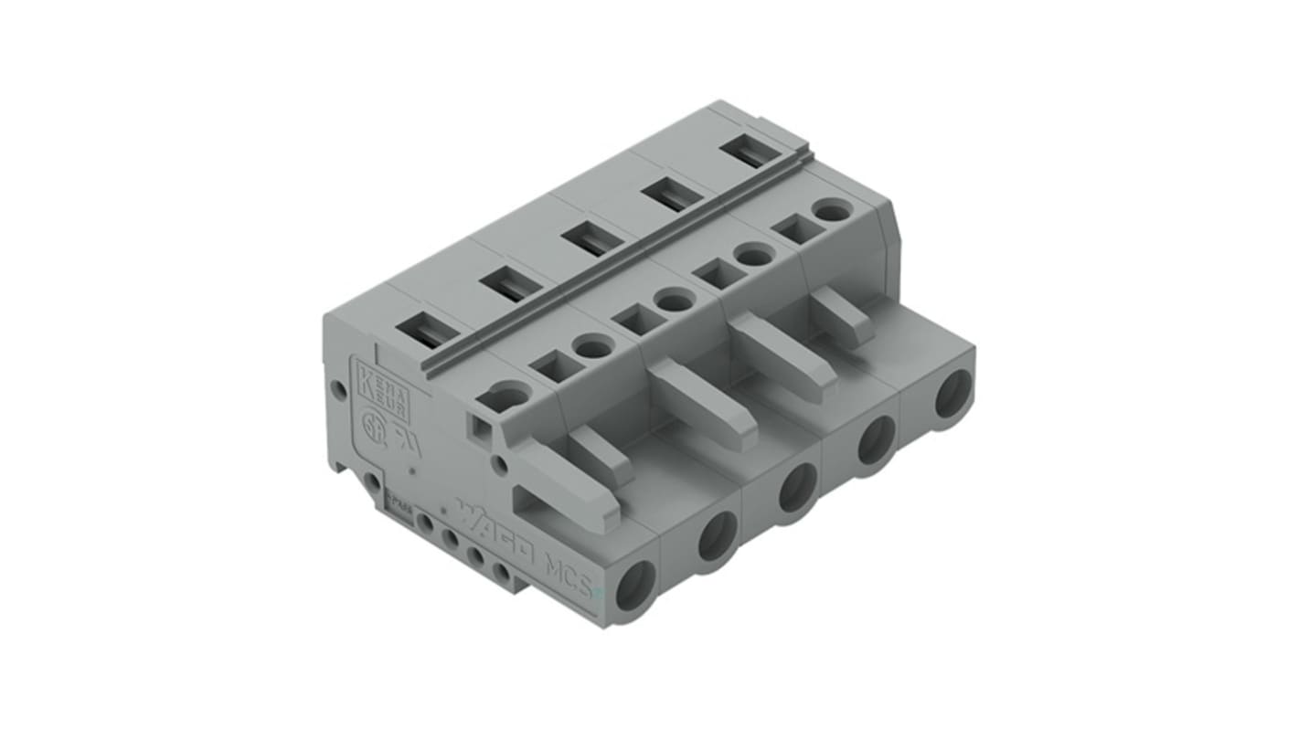 Wago 231 Series Connector, 5-Pole, Female, 5-Way, Cable Mount, 15A