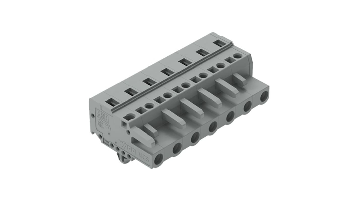 Wago 231 Series Pluggable Connector, 7-Pole, Female, 7-Way, Panel Mount, Snap In Mount, 16A