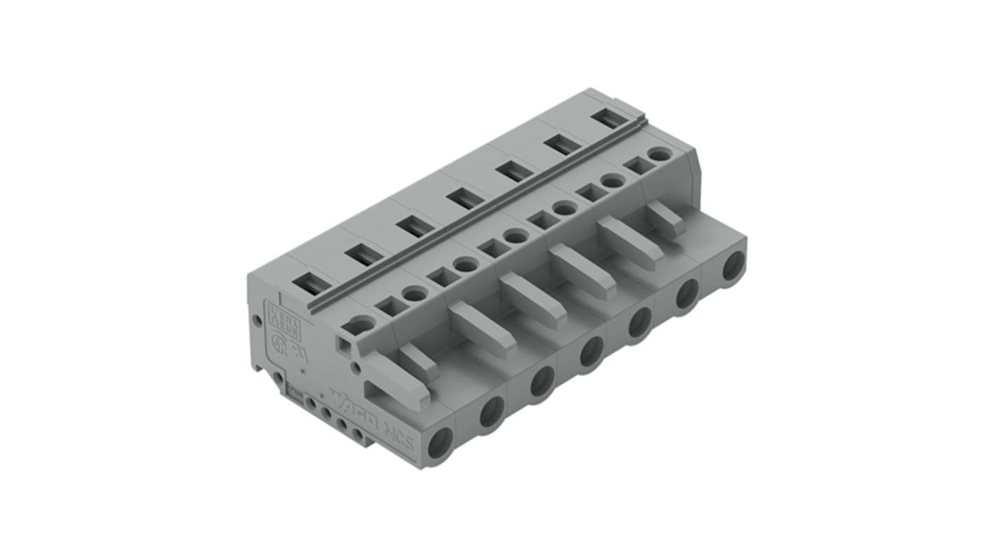 Wago 231 Series Pluggable Connector, 7-Pole, Female, 7-Way, Snap-In, 16A