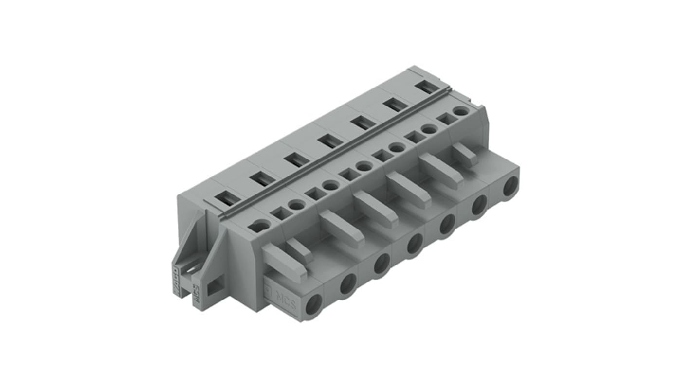 Conector de iluminación Hembra 231-207, 7 Polos, Borne pasante, 16A