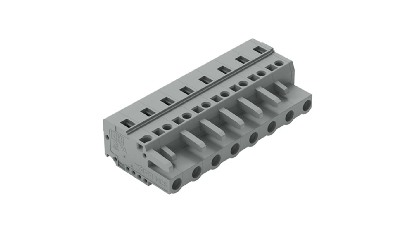 Wago 231 Series Pluggable Connector, 8-Pole, Female, 8-Way, Snap-In, 16A