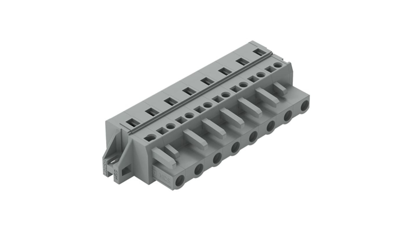 Wago 231 Series Pluggable Connector, 8-Pole, Female, 8-Way, Feed Through, 16A