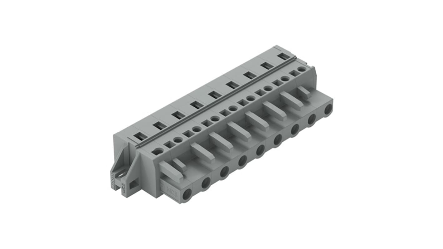 Wago 231 Series Pluggable Connector, 9-Pole, Female, 9-Way, Snap-In, 16A