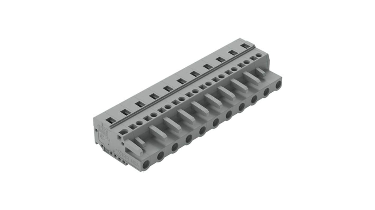 Wago 231 Series Pluggable Connector, 11-Pole, Female, 11-Way, Snap-In, 16A