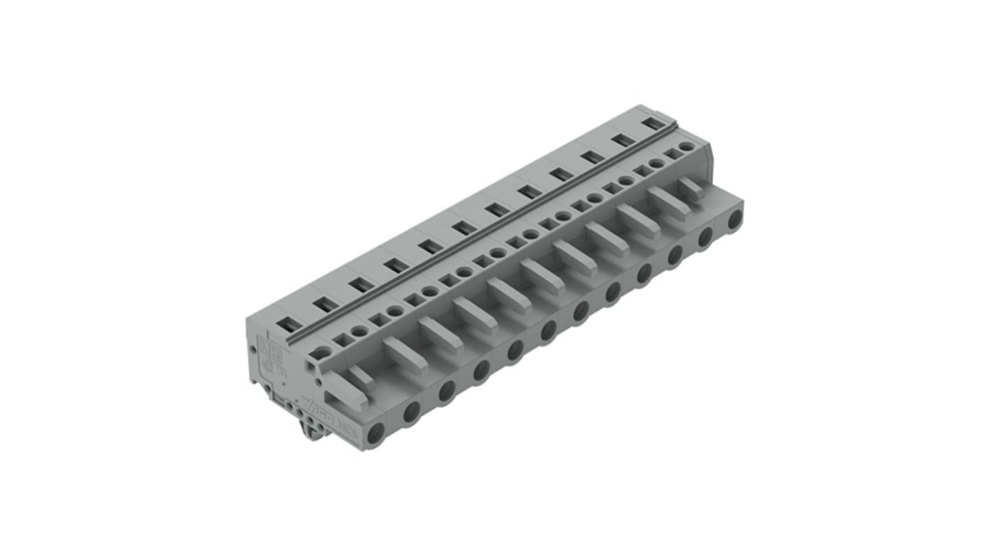 Wago 231 Series Pluggable Connector, 12-Pole, Female, 12-Way, Snap-In, 16A