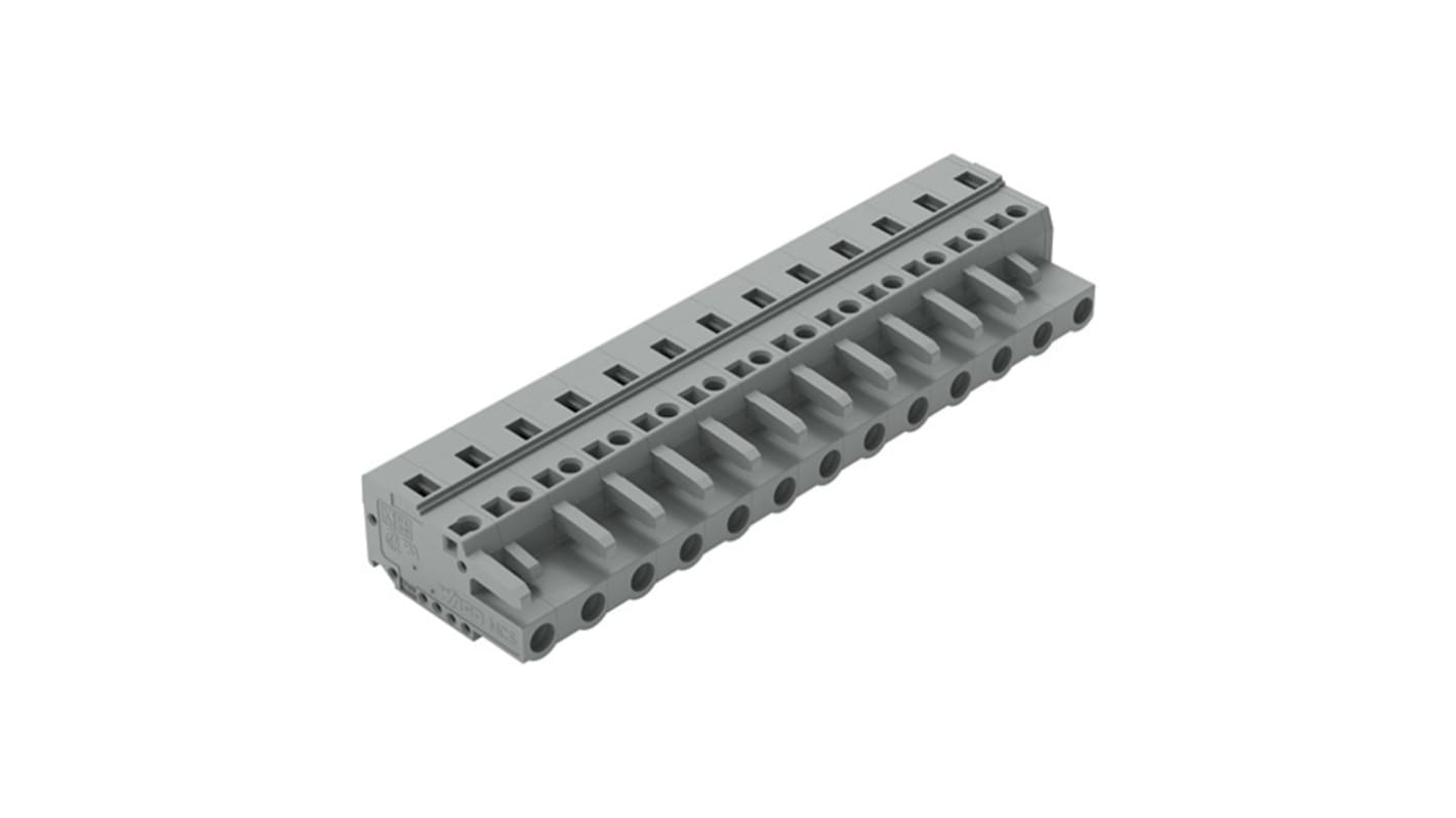 Wago 231 Series Pluggable Connector, 13-Pole, Female, 13-Way, Snap-In, 16A