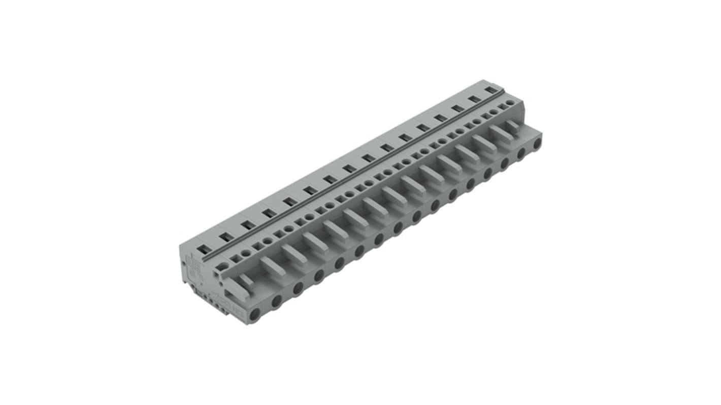 Wago 231 Series Connector, 16-Pole, Female, 16-Way, Cable Mount, 15A