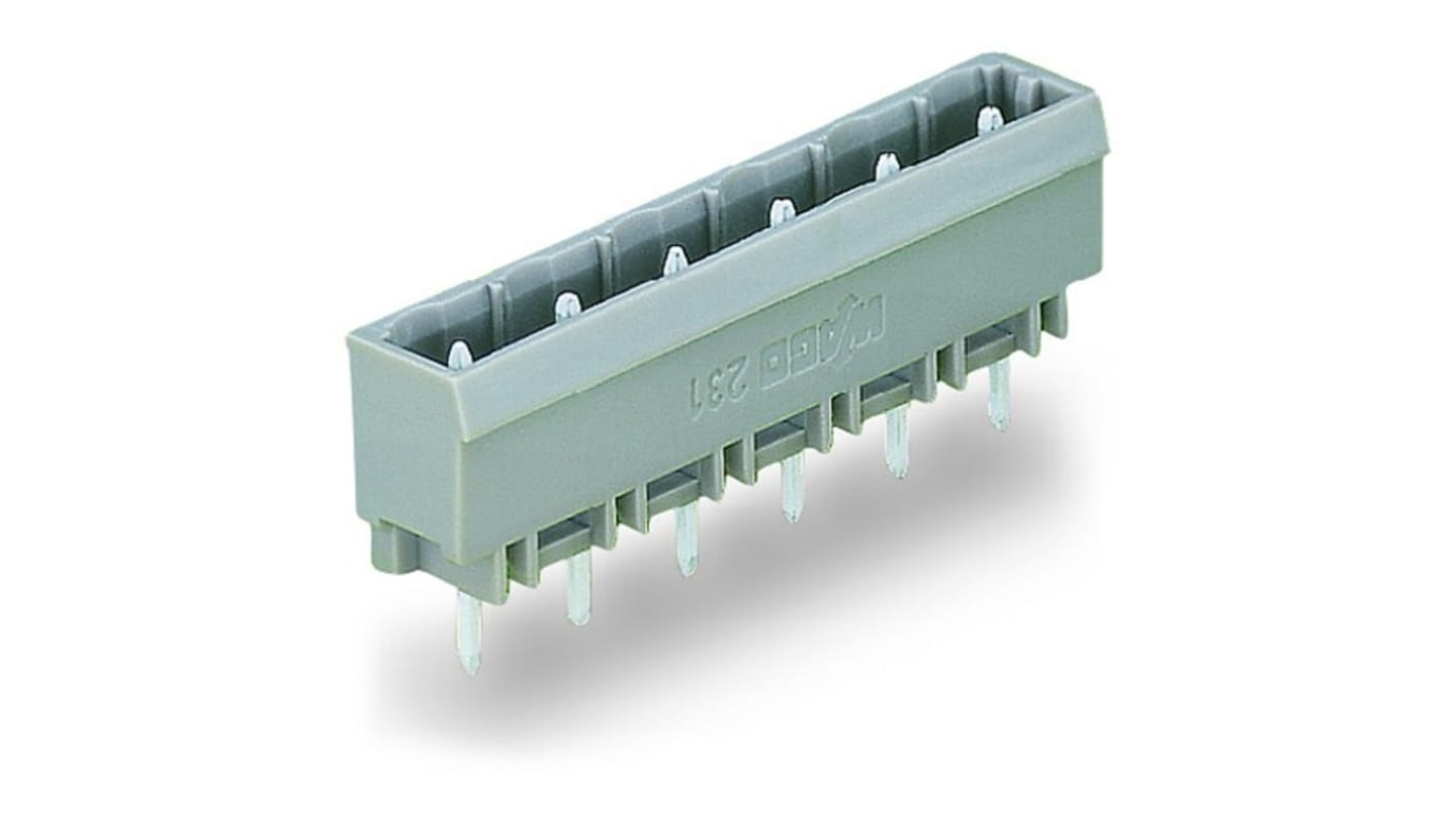 Wago 231 Series Straight PCB Mount PCB Header, 2 Contact(s), 7.5mm Pitch, 1 Row(s), Shrouded