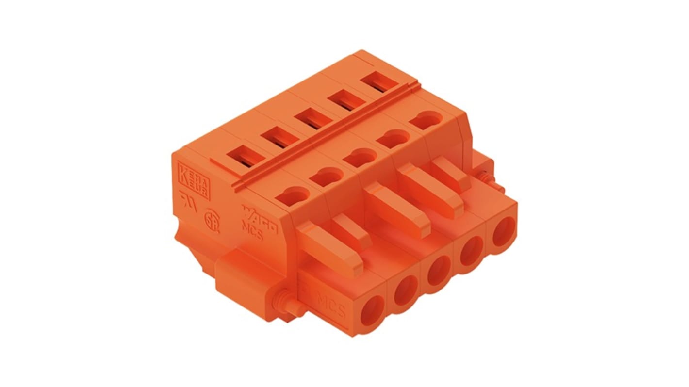 Wago 231 Series Connector, 5-Pole, Female, 5-Way, Push-In, 16A