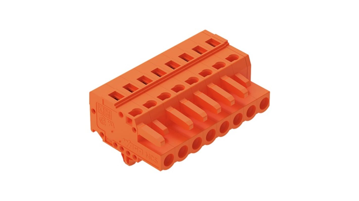 Wago 231 Series Connector, 8-Pole, Female, 8-Way, Snap-In, 16A