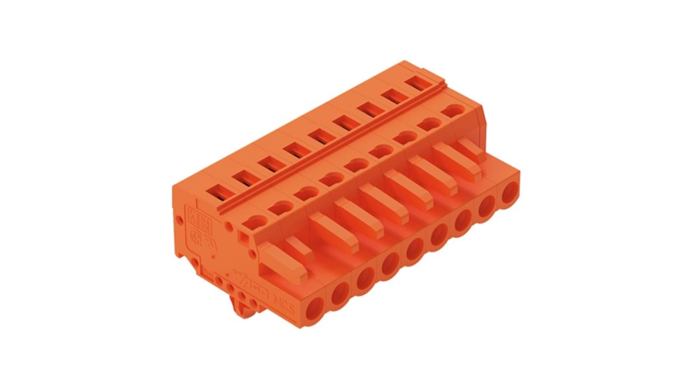 Wago 231 Series Connector, 9-Pole, Female, 9-Way, Snap-In, 16A