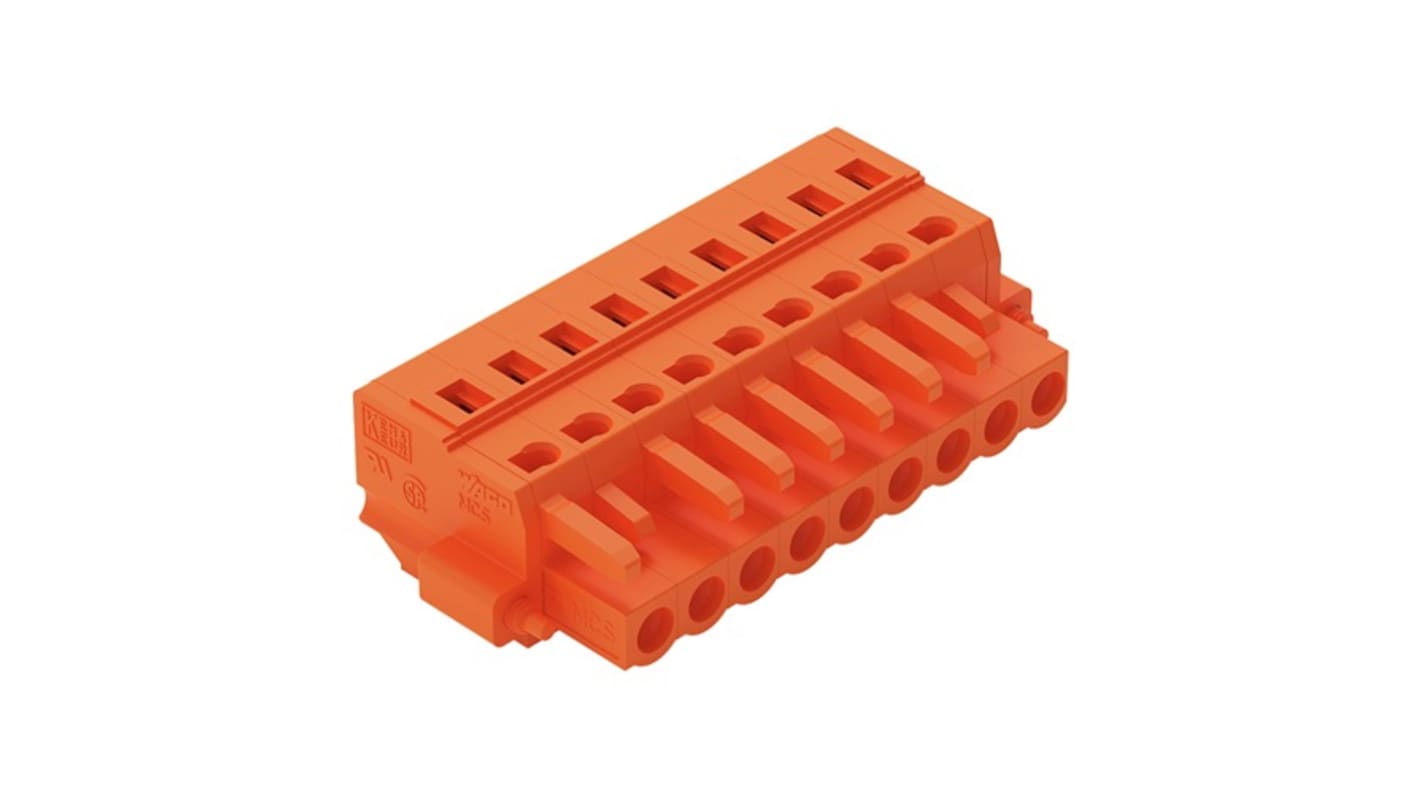 Wago 231 Series Connector, 9-Pole, Female, 9-Way, Push-In, 16A