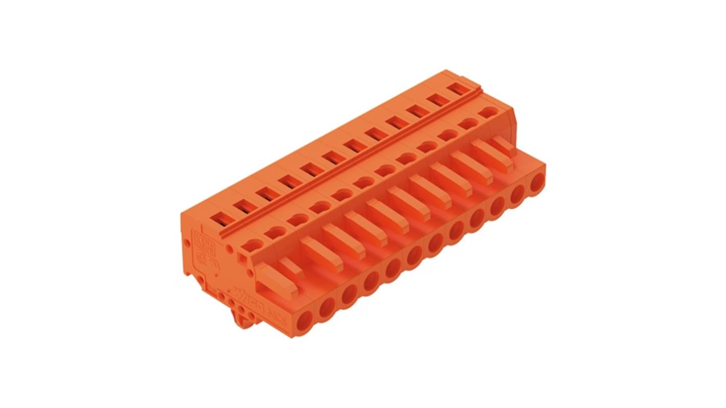 Wago 231 Series Pluggable Connectors, 12-Pole, Female, 12-Way, Snap-In, 16A