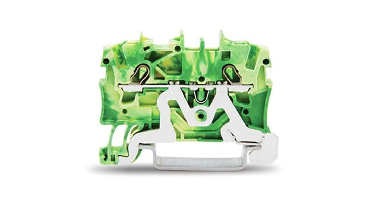 Wago TOPJOB S Series Green, Yellow DIN Rail Terminal Block, 1.5mm², 1-Level, Push-In Cage Clamp Termination, ATEX, EAC