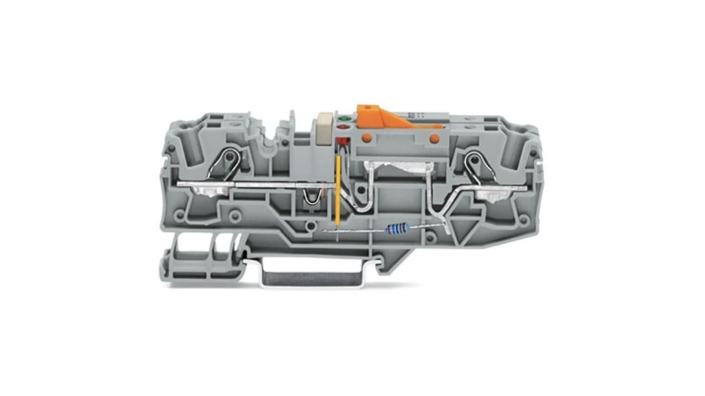 Wago TOPJOB S Series Grey DIN Rail Terminal Block, 6mm², 1-Level, Push-In Cage Clamp Termination, ATEX, EAC Ex, IECEx