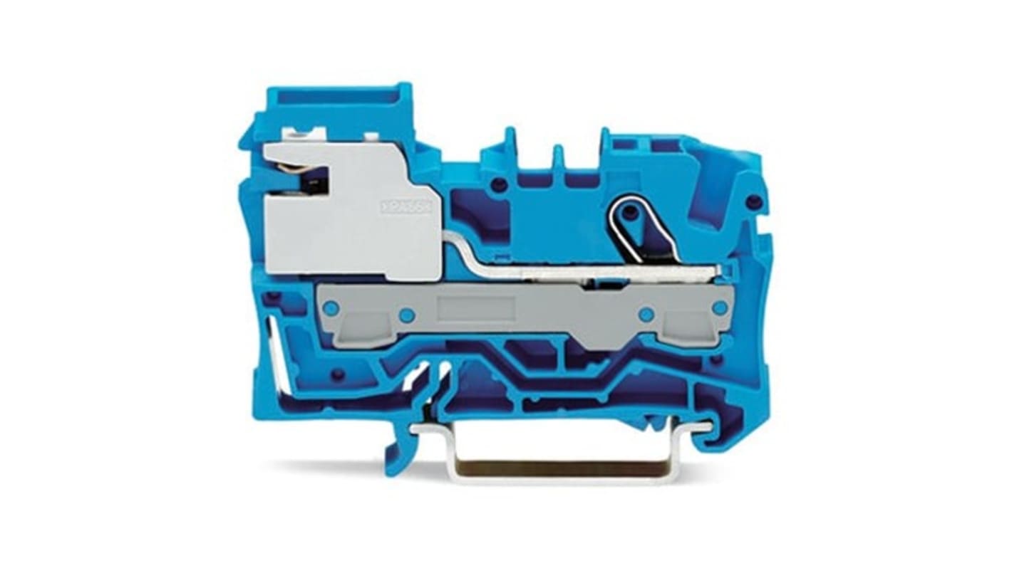 Wago TOPJOB S Series Blue DIN Rail Terminal Block, 6mm², 1-Level, Push-In Cage Clamp Termination, ATEX, EAC Ex, IECEx